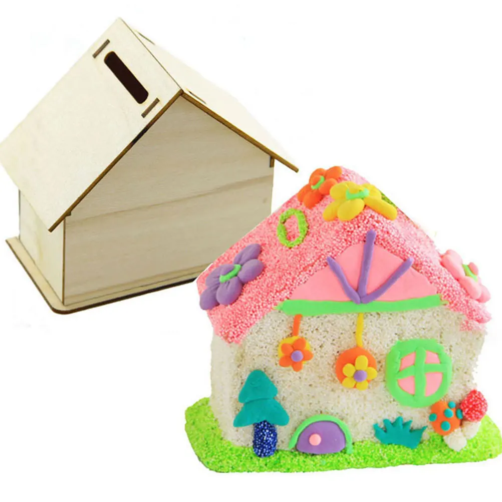 

4Set DIY Wooden Blank Wood Holder Money Candy Storage Desktop Organizer Solid Color Wood Material Lightweight