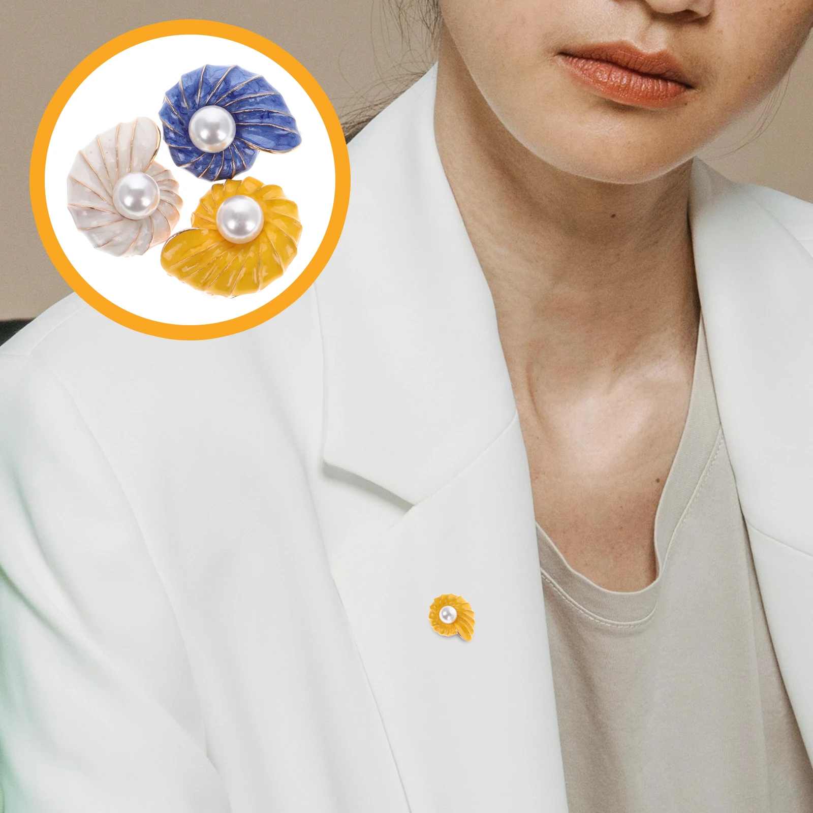 

3pcs Vintage Brooch For Women Elegant Conch Brooch Large Exquisite Scarves Coats Dresses Lapel Pin Accessories