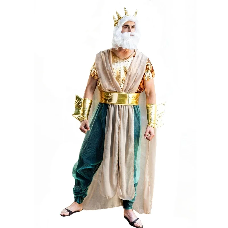 FC6Women Sea Siren Mermaid Queen Costume Staff Men's Poseidon Costumes Adult Egypt Egyptian Pharaoh Prince King Cosplay Fan@FC8！