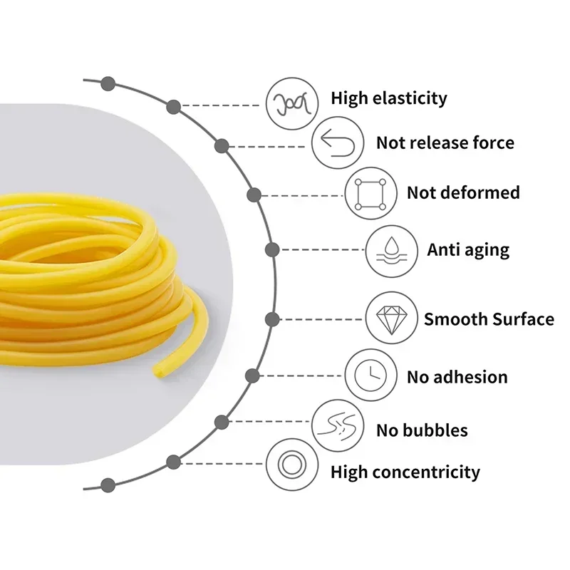 自然ラテックスゴムホース 1.6/2/4/6/8/10/12/14/18 ミリメートル高弾性バンドパチンコカタパルトチューブゴムホーステンションベルト黄色
