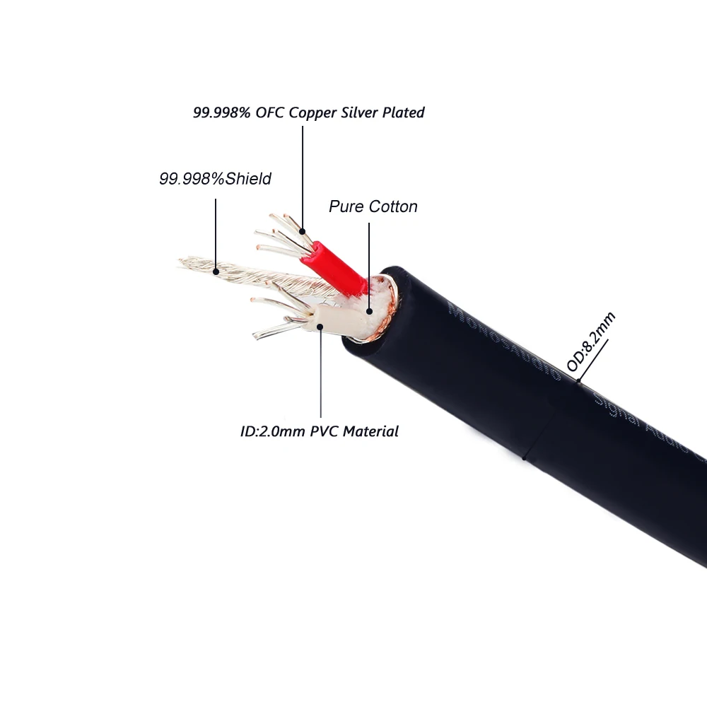 Monosaudio A202 5N wielokrotna miedź OFC posrebrzany kabel sygnałowy RCA/XLR kabel połączeniowy audio przedłużacz RCA