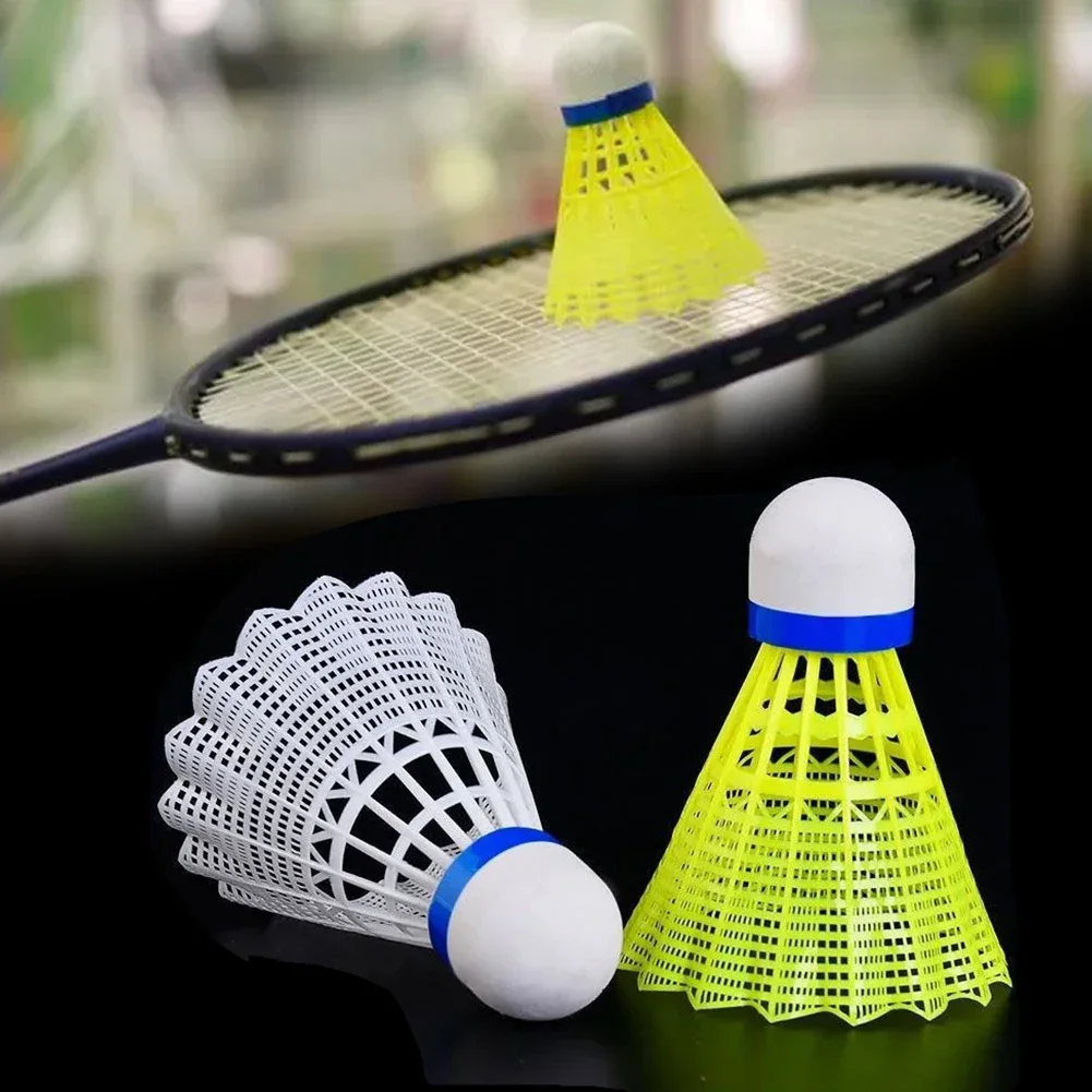 Volante de nailon para mesa, cabeza de bola de fibra, estilo de lana redonda completa, bádminton de plástico para entrenamiento al aire libre, duradero