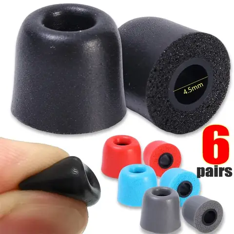1/3/6Pairs Replacement Soft Memory Foam Earbuds Tip Noise Isolating Ear Pads Foam Eartips for 4.5mm Nozzle in-Ear Earphones