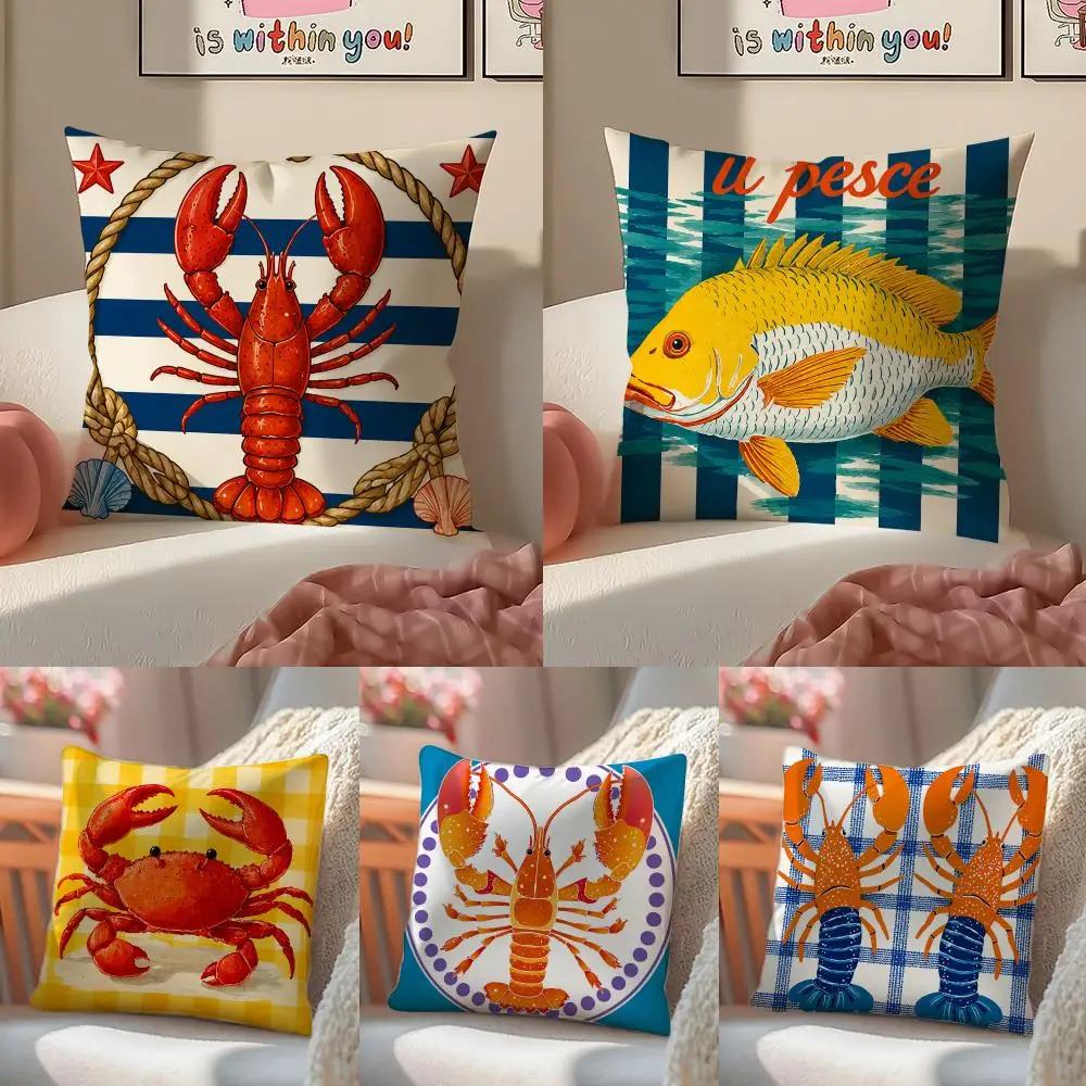 Marine Organisms Sea Cushion Cover Short Plush Pillowcase Sofa Decorative Cushion Bed Pillow Gift Idea
