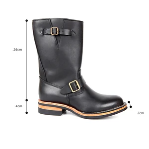 Botas masculinas de moto, botas de engenharia de cano alto, couro de vaca longo, botas de cavaleiro costuradas à mão, designer europeu e americano 8 principais vendas bota masculina engenheiro - №7