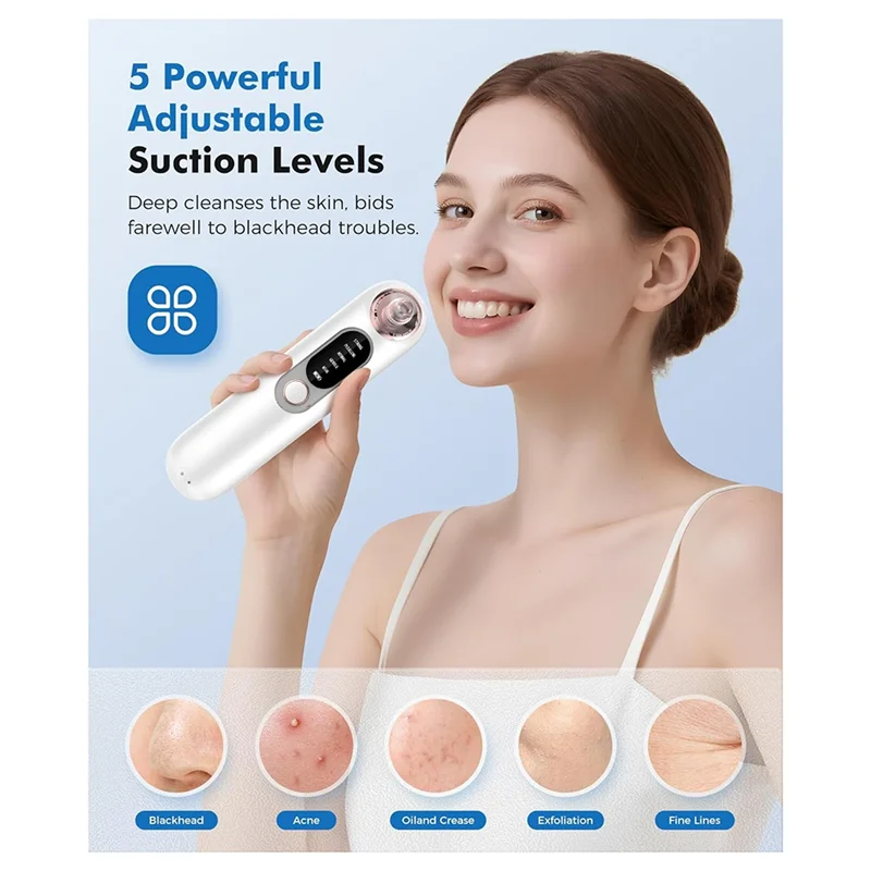 【VENDA QUENTE】 Limpador de poros faciais removedor de cravo para peles sensíveis com kit de aço inoxidável de 4 cabeças removíveis