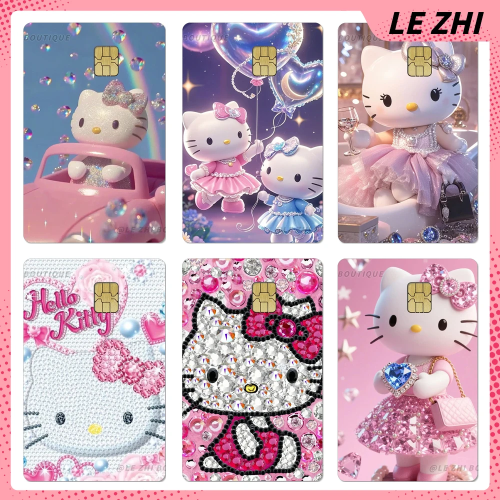 

Luxury Glitter Diamond Credit Card Skin Party Sticker Kawaii Sanrio Hello Kitty Shining Rainbow Love Star Pvc Waterproof Sticker