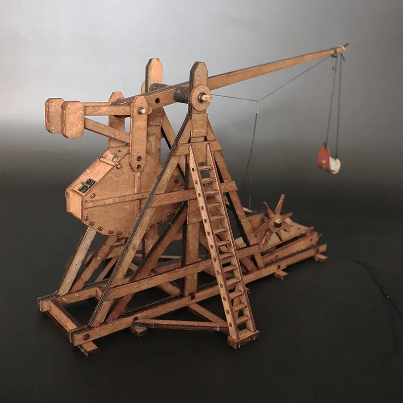 1:48 Contrappeso Trebuchet Catapulta FAI DA TE Antico Carro Modello Siege Auto di Legno 3D Puzzle Necessità di Montaggio Ornamenti Giocattoli Regali