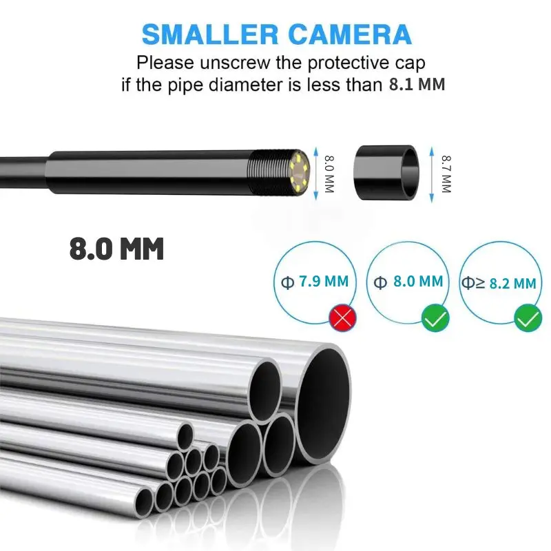 Gancho ímã vista lateral espelho define compatível para 8mm / 5.5mm endoscópio câmera com rosca 4 pces acessórios de borescope