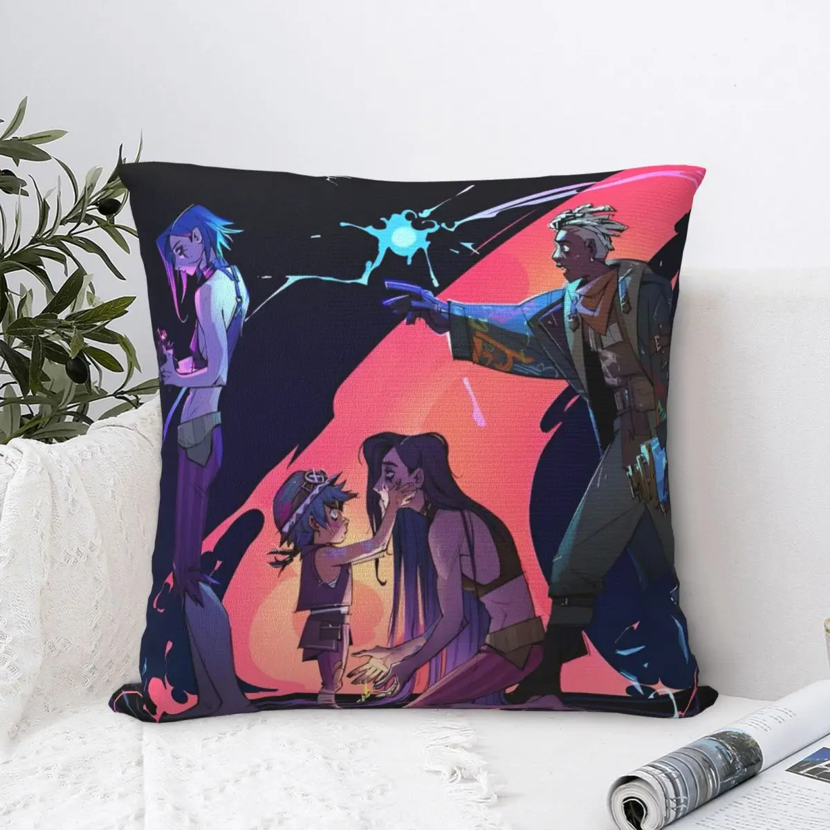 Jinx Arcane Jinx Baobao   Ekko Pillowcase Polyester Cushion Cover Decorative  Pillow Case Cover Home Square 45X45cm