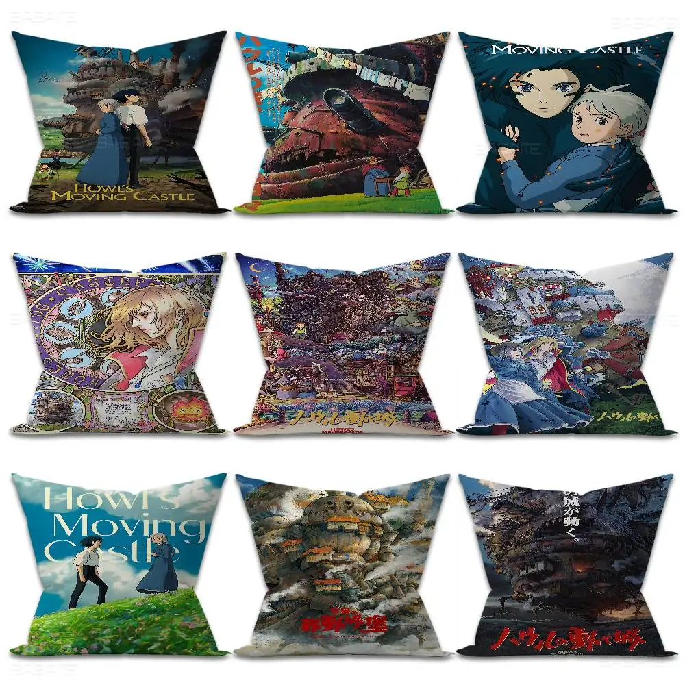 H-Howl's M-Moving C-Castle ANIME Cushion Cover Polyester Sofa Cushions Decorative Throw Pillows Home Decoration Pillowcover