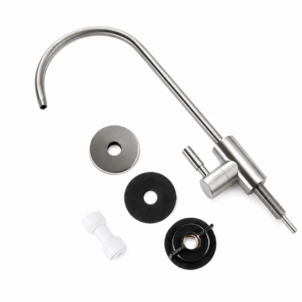 1/4 Inch Connection Drinking Water Faucet PVD Plating Mini Swan Neck Design Reverse Osmosis Faucet 360 Degrees Rotation