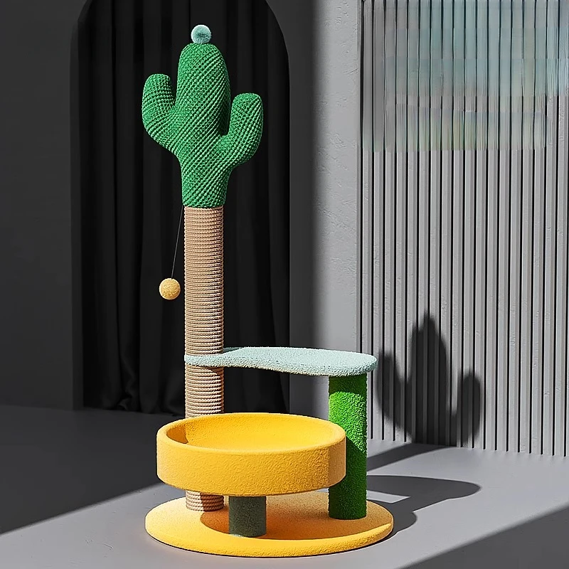 Tree Cat Toy Cactus Cat Scratching Board As One Climbing Frame Wear-resistant Vertical Type Cat Scratch Rack Tree House