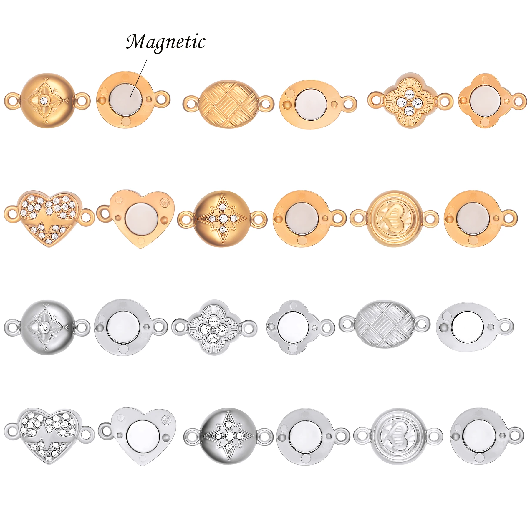 10 Set Grosir Konektor Magnetik Fashion untuk Liontin, Penutup Ujung, untuk Pembuatan Perhiasan Gelang Kalung DIY