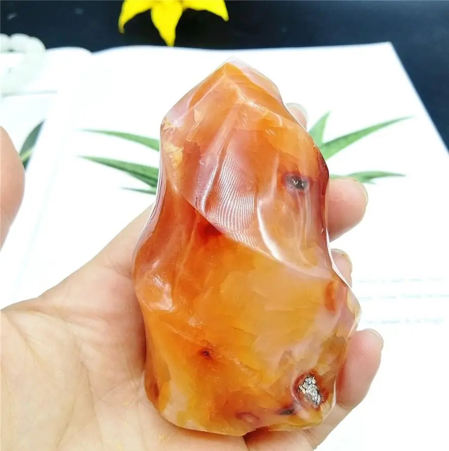 Red Agate Torch Crystal Flame Natural Carnelian Quartz Gemstone Free Form Fire Crystals Healing Reiki Decor Meditation Stone