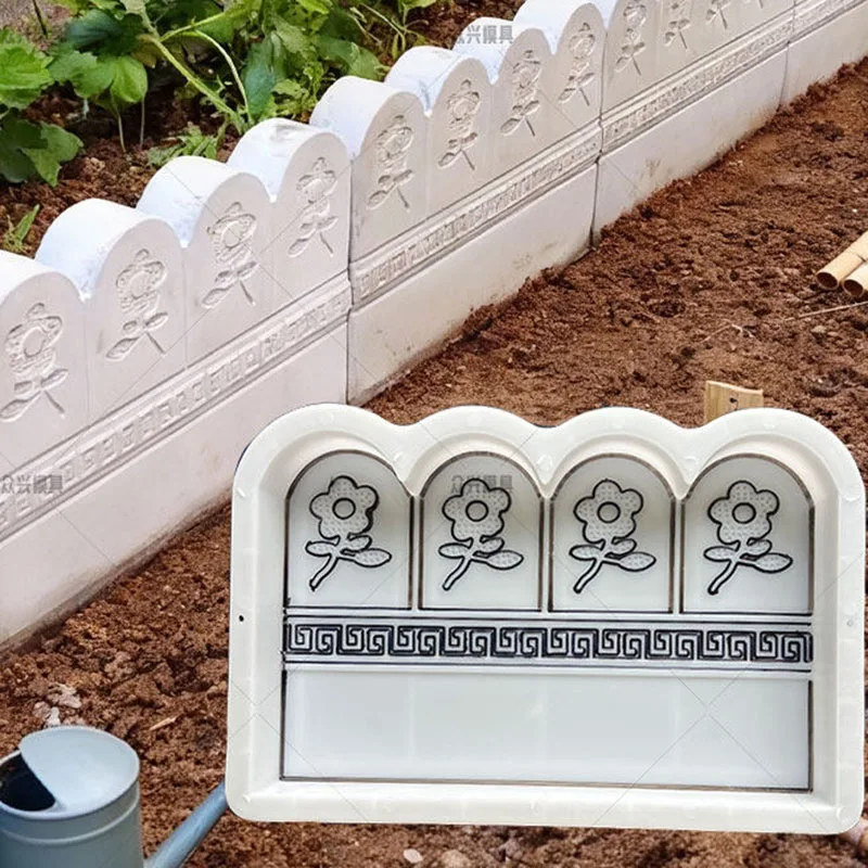 DIY Plastic Garden Fence Mold Concrete Paving Mould Reusable Flower Pattern Cement Edging Barrier Form for Yard Flower Bed Decor