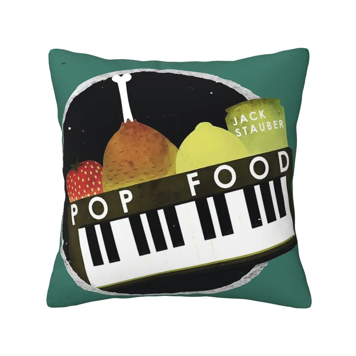 Jack Stauber Pop Food Album Cover Square Pillowcase Pillow Cover Cushion Decor Comfort Throw Pillow for Home Car
