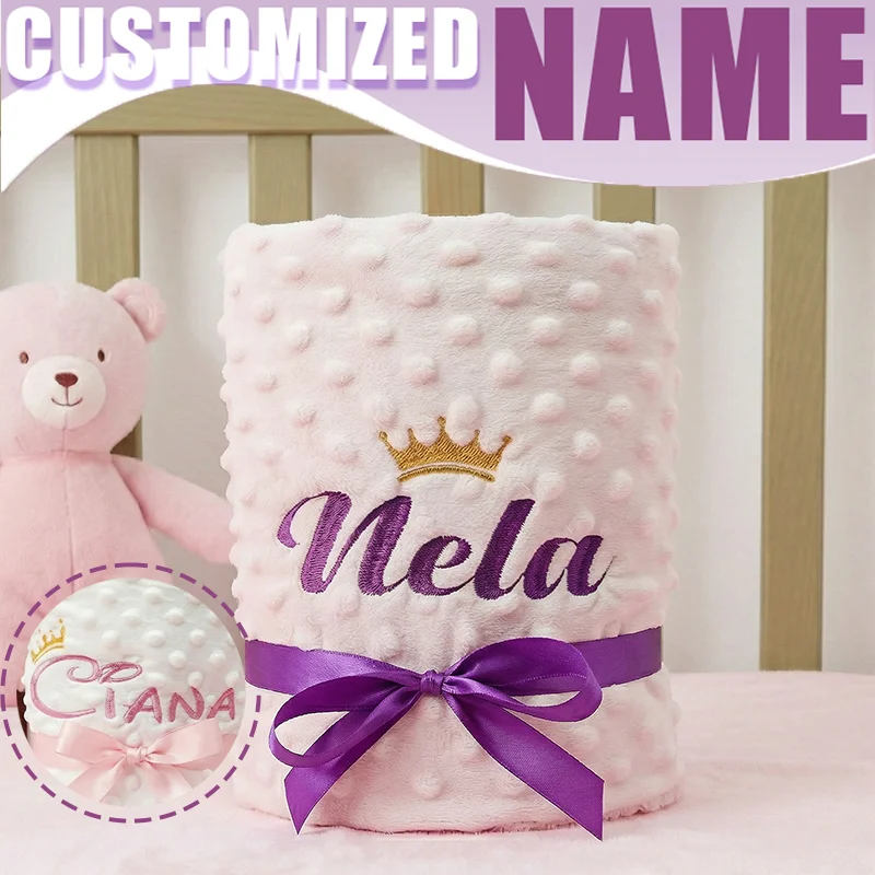 

Персонализированное одеяло для новорожденных, индивидуальный подарок на рождение, узорчатое украшение, пеленка для коляски, кроватки, подарки на выписку/на рождение ребенка