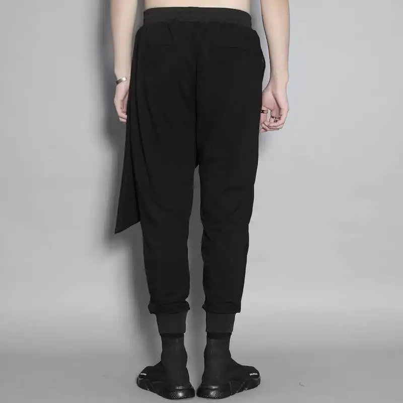 Slacks Fall  Men's Harem Patchwork Asymmetrical Slim Sport Pants