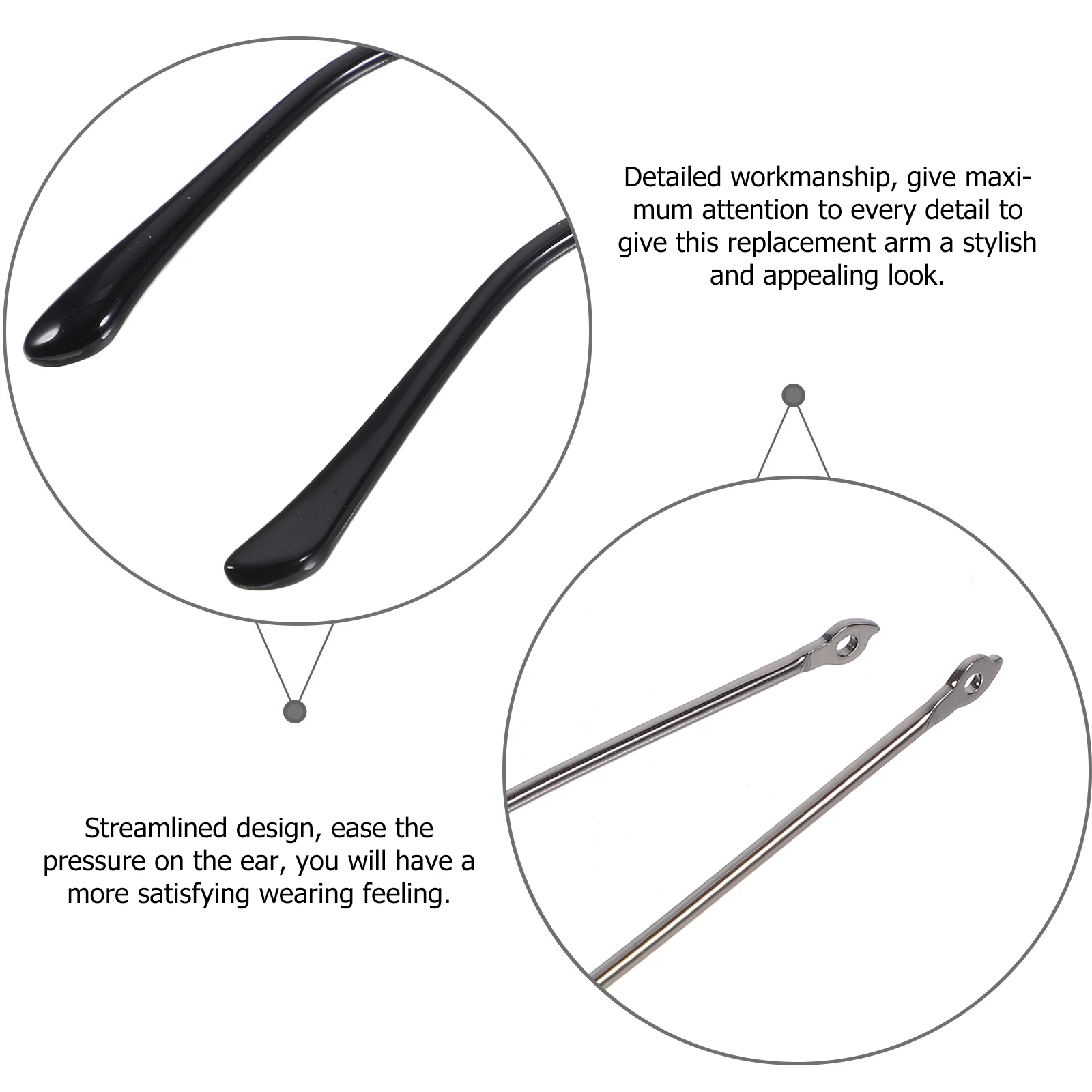 

1 Pair Metal Glasses Arm Replacement Legs For Eyeglasses Sunglasses Universal Repair Parts Collision Resistant Wear Resistant