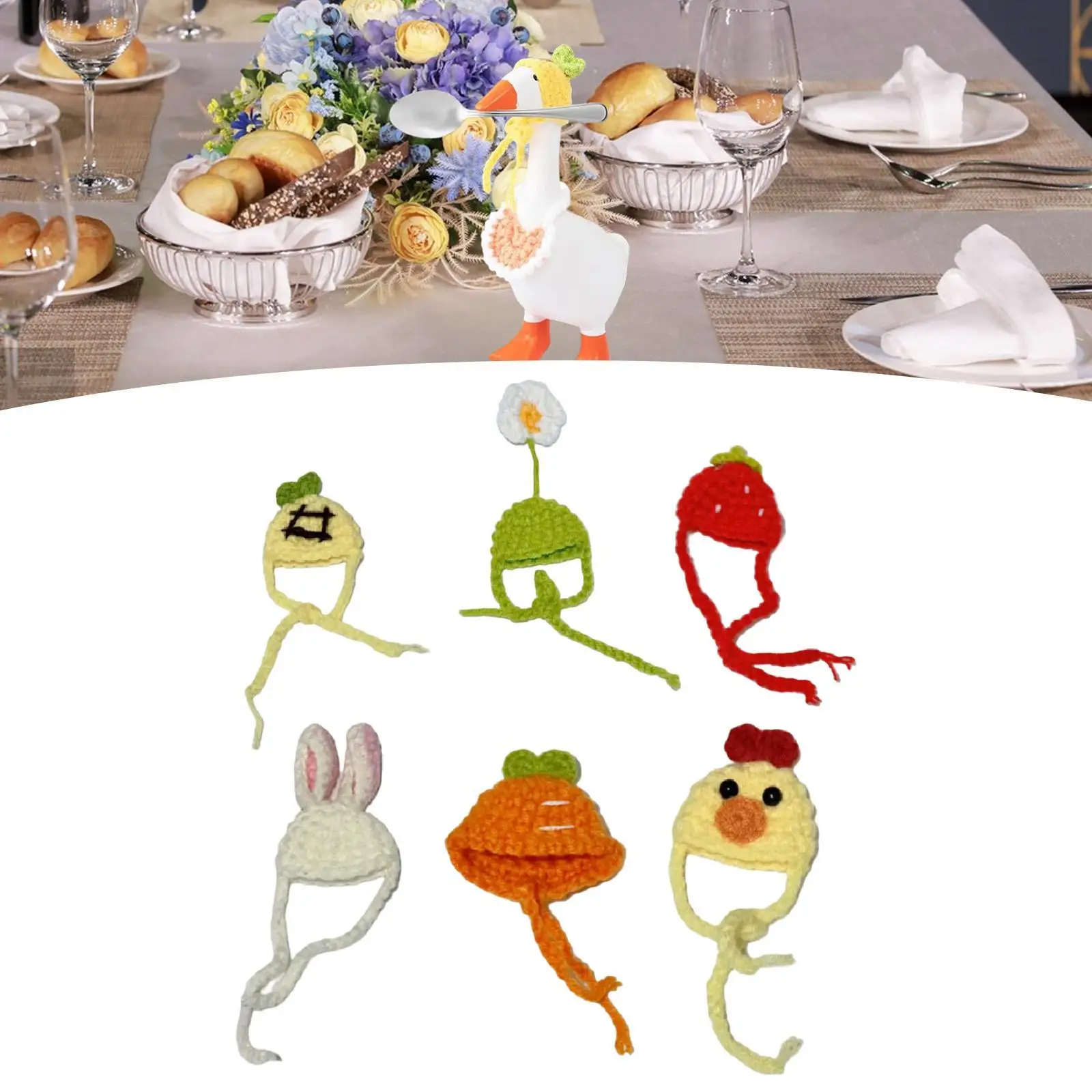 

6Pcs Goose Outfits Hats Photo Props Ornaments Costume Accessories Cute Mini