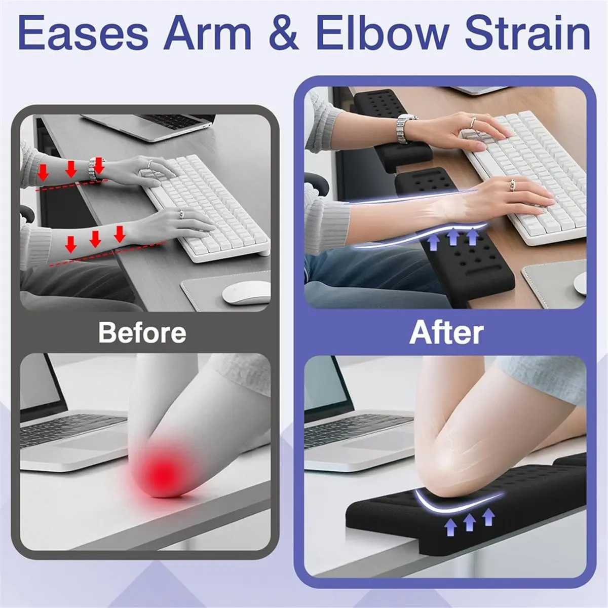 STOCK-L-Shaped Desk Edge Cushion, 2 PCS Elbow Rest for Desk with Ergonomic Support, Memory Foam Elbow Pad & Arm Rest for Palm