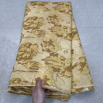 2025年高級非洲尼日利亞薄紗蕾絲布料歐根紗刺繡吉普爾錦緞提花婚紗禮服派對洋裝5碼 8 最佳銷售 尼日利亞錦緞布料 - №6