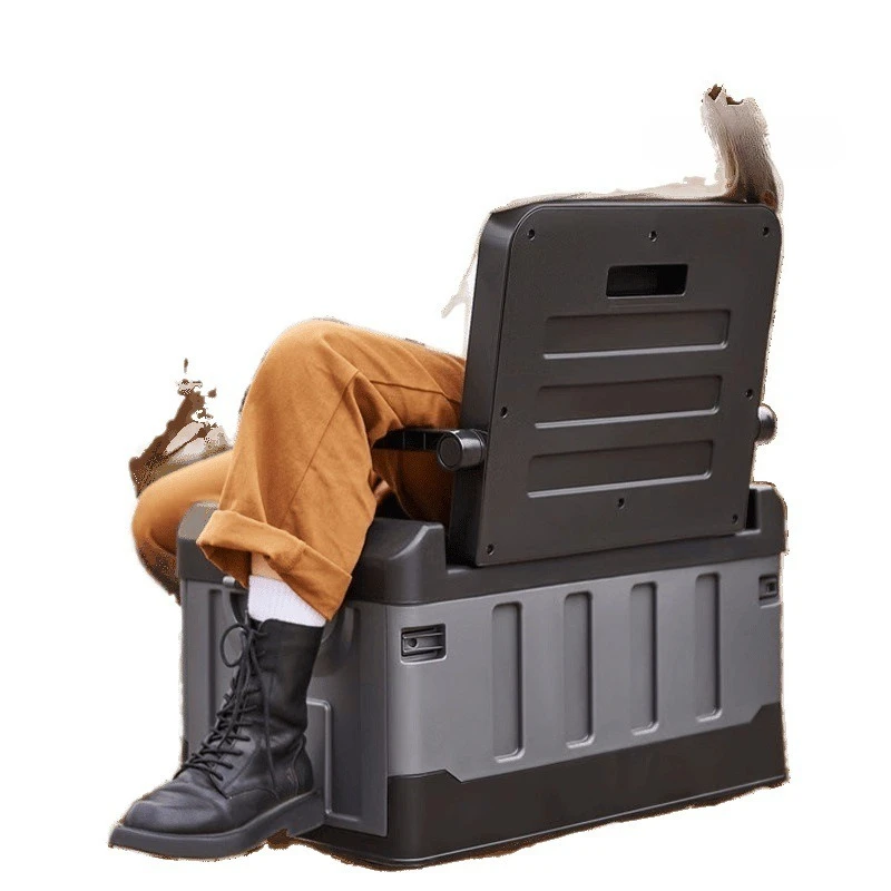 

Outdoor camping folding storage box can seat adults Thickened car trunk Storage box Folding seat Fishing box