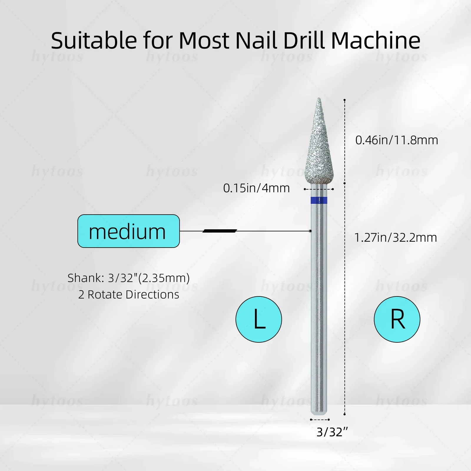 HYTOOS Pointy-Budเพชรเจาะเล็บBits Chrome ProรัสเซียCuticle BitสําหรับเจาะDead Skin Cleanerเล็บPre-Treatmentเครื่องมือ
