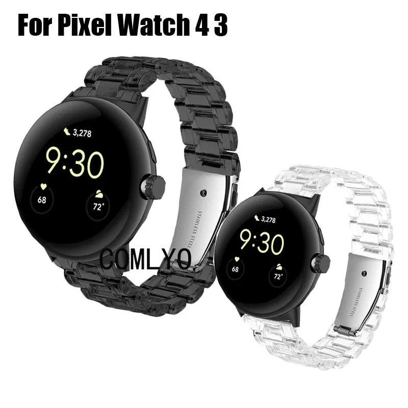 

For Pixel Watch 4 3 45mm 41mm Strap Wristband Plastic Clear Smart Watch Women men Band