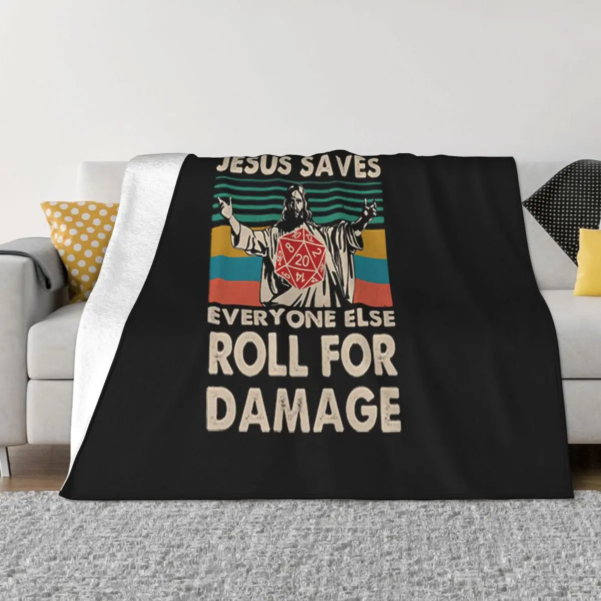 Dragon Dungeon Jesus Saves Everyone Else Roll For Damage Vintage Unique Wholesale Throw Blanket