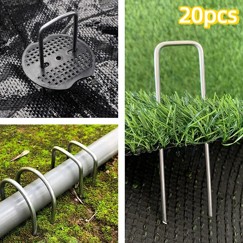

20 шт. пейзажные скобы U-образные садовые штифты садовые колья скобы сверхмощные колья для двора газонная палатка колышки для крепления сорняков