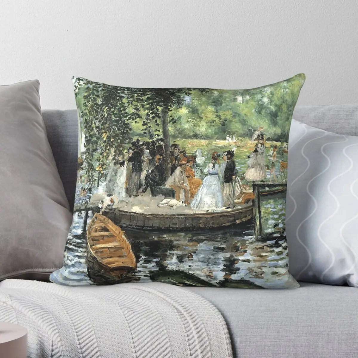 Наволочка Pierre-Auguste Renoir La Grenouillere из полиэстера, льна и бархата, креативная декоративная наволочка для дома, чехол для подушки