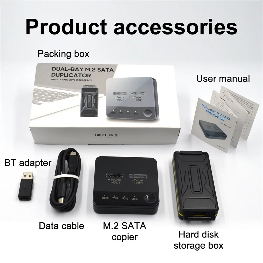 Imagem -05 - Externo Ssd Enclosure M.2 Sata b & M-key Dual Bay Hdd Docking Station Data Store Função Clone m2 Case