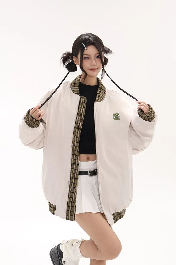 

Куртки-бомберы Женская куртка с эмблемой Осенняя елочка на кнопках в рубчик OL Деловое минималистское рабочее место Элегантное городское теплое на пуговицах