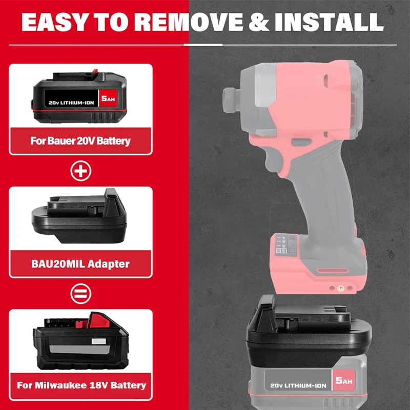 Für Bauer 20V Li-Ion Batterie Konvertieren In Für Milwaukee 20V Batterien Power Tool Elektrische Bohrer Verwenden BAU20ML Batterie adapter