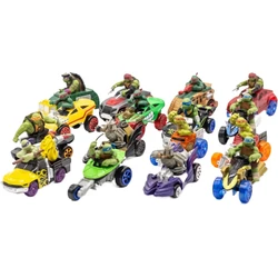 Playmates Teenage Mutant Ninja Turtles Anime Figure with Slide Vehicle Model Toy Battle Games Collection Boys Birthday Gifts