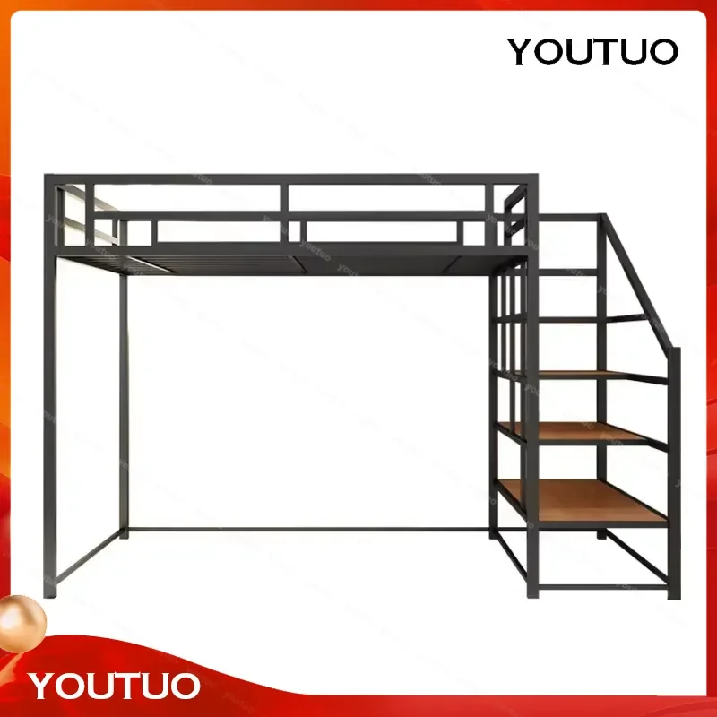 Nordic Style Wrought Iron Elevated Bed Frame Double Size Metal Bed Base for Bedroom Furniture Home Decor