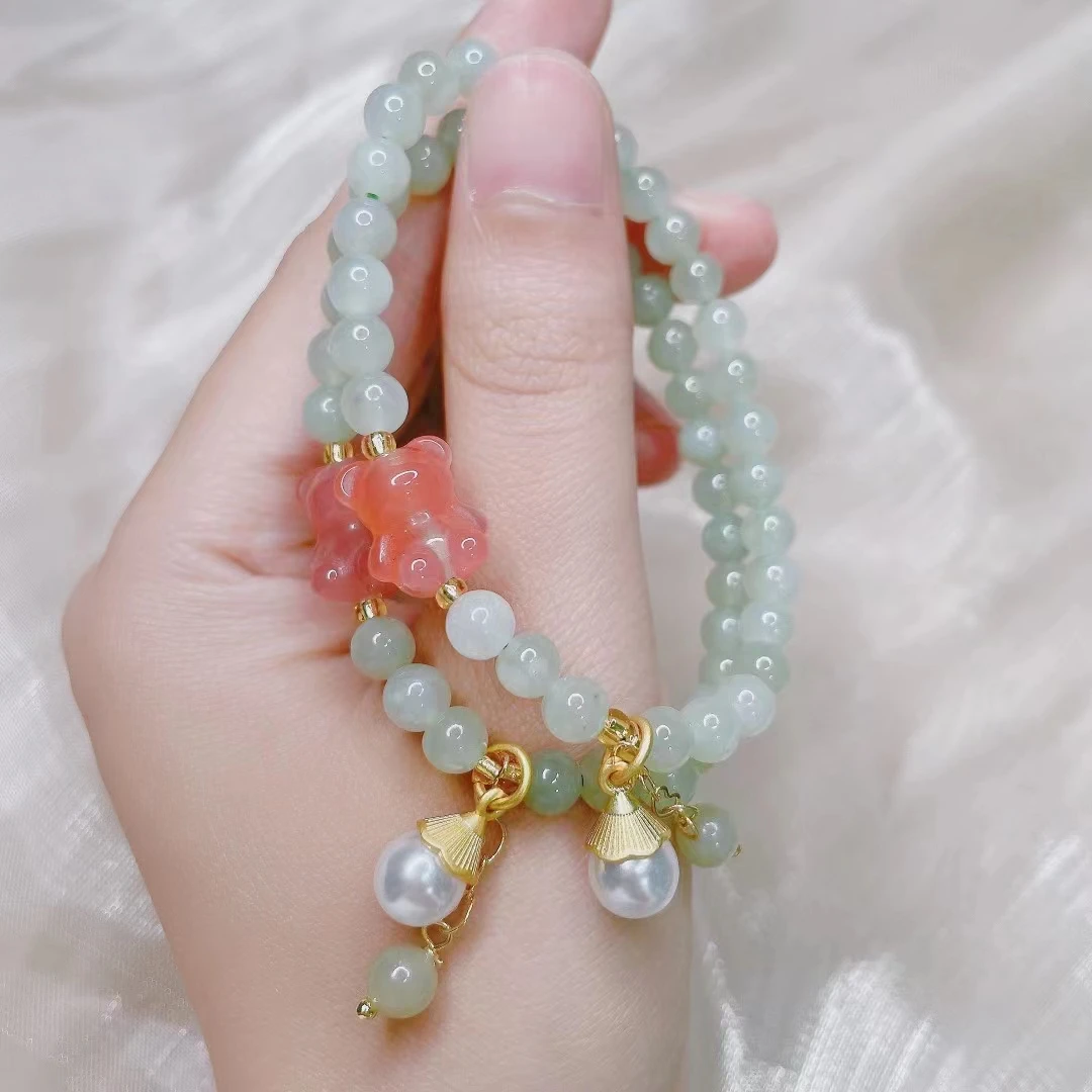 Real Hotan Jade Class A Jewellery Bracelet DIY handmadeLadies  luck hand string high quality exquisite jewelry gifts