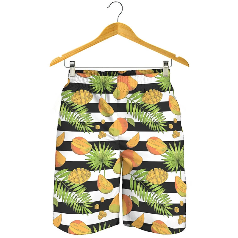 Cute Mango Pattern Beach Shorts Men Women 3D Printed Fruits Short Pants Summer Street Short Pants Swim Trunks Surf Board Shorts