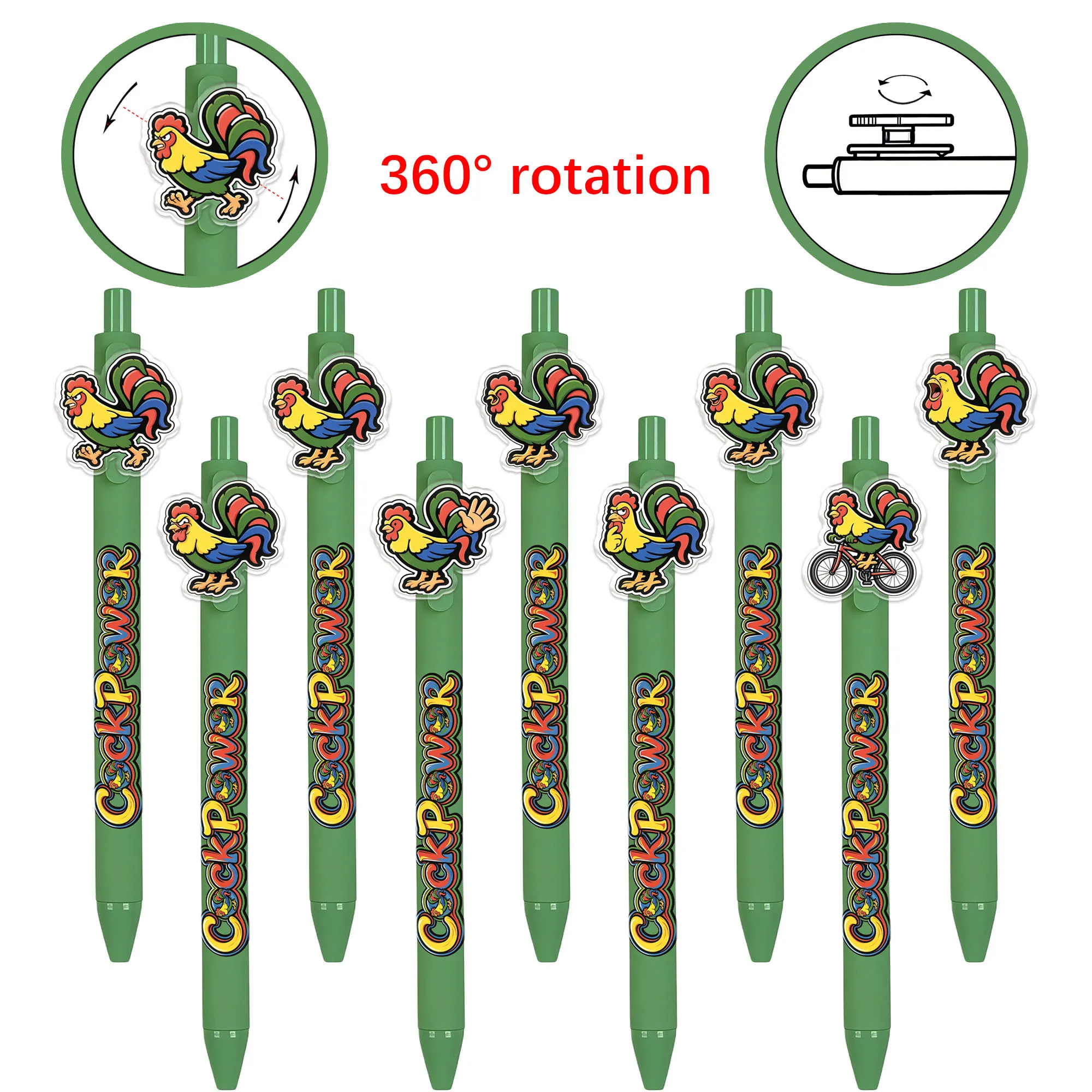 

9 PCS Chicken-themed ballpoint pens. Creative gift pens for animal lovers. Patterns are random.