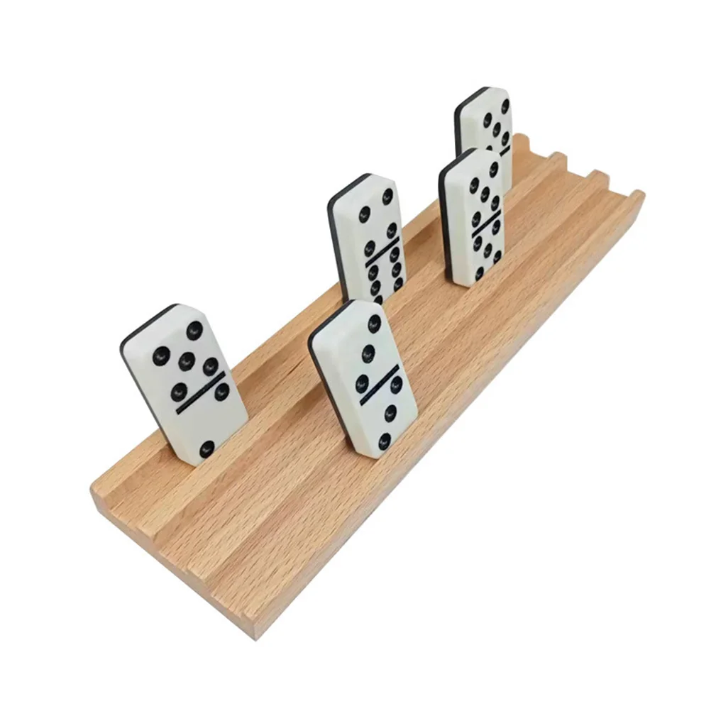 صينية قاعدة خشبية مضادة للانزلاق لملحقات ألعاب الدومينو، تصميم متعدد الوظائف، منظم تخزين من الخشب الطبيعي، خشبي ممتع للعائلة