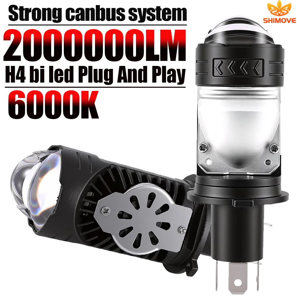 Hight Power H4 Bi LED Lens Headlight Bulb 6000K CANBUS Dual Projector Turbo Ampoule Car Lamp Motorcycle Lights Plug&Play 12V 24V