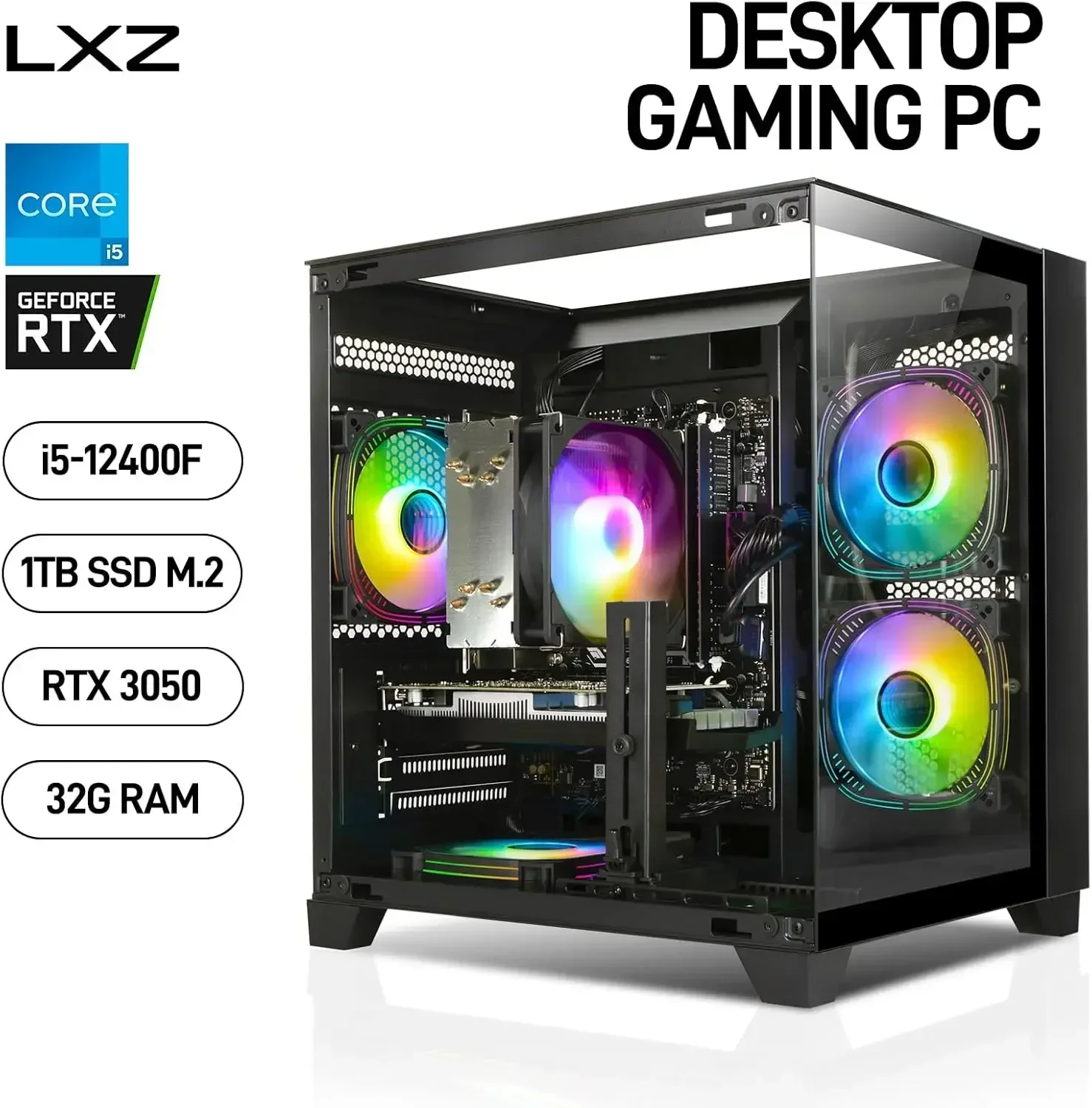 

BUY DIRECT: Gaming PC, Prebuilt Desktop with Intel 12th Core i5-12400F & GeForce RTX3050, 32G DDR4 RAM, 1TB NVME SSD, Tower Comp