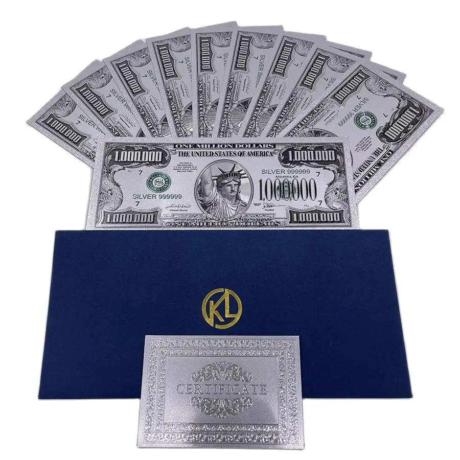 silver American Bill Dollar Gold Banknote One Million 24k Gold banknotes for Collection Statue of Liberty Souvenir Ticket Cards