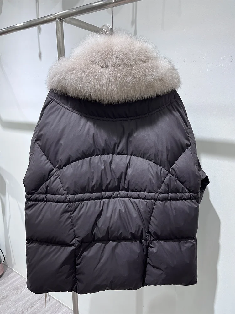 2025年新作 レディース 冬用 グースダウンコート 本物のフォックスファー襟付きジャケット 天然フォックスファー使用 レディースパーカー