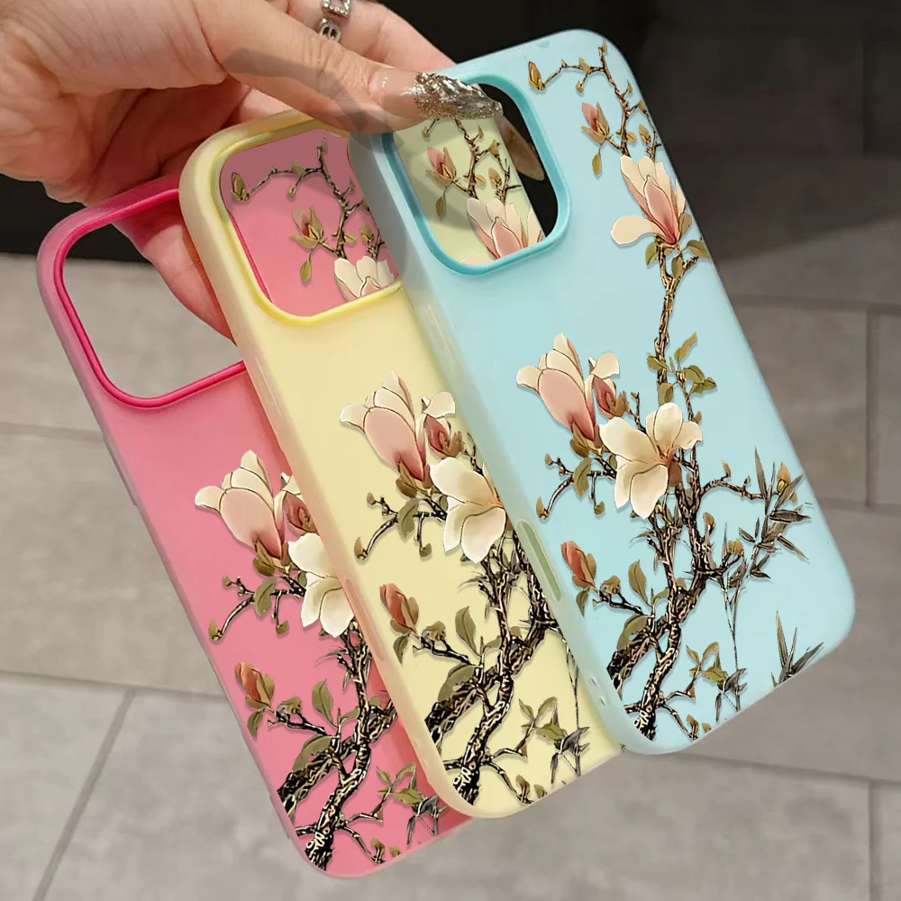 Magnolia Flowers Phone Case For Xiaomi Redmi Note 14 Pro 4G Cases Redmi Note 13 12 Pro 15C 14C 13C 11 10 Pro 5G Anti Fall Funda view 2