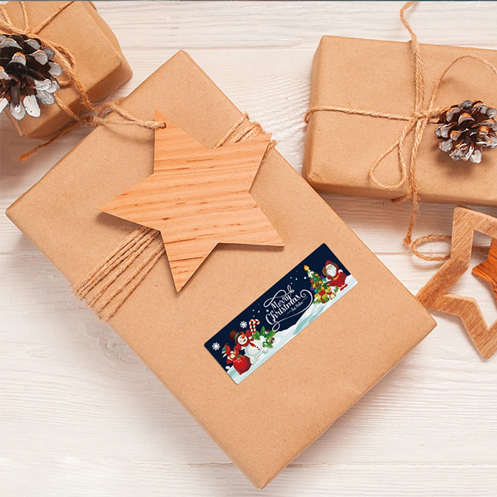 120pcs/roll Merry Christmas Sticker Package Seal Stickers Xmas Tree Snowman Santa Claus Gifts Wrapping Decals Decoration Label