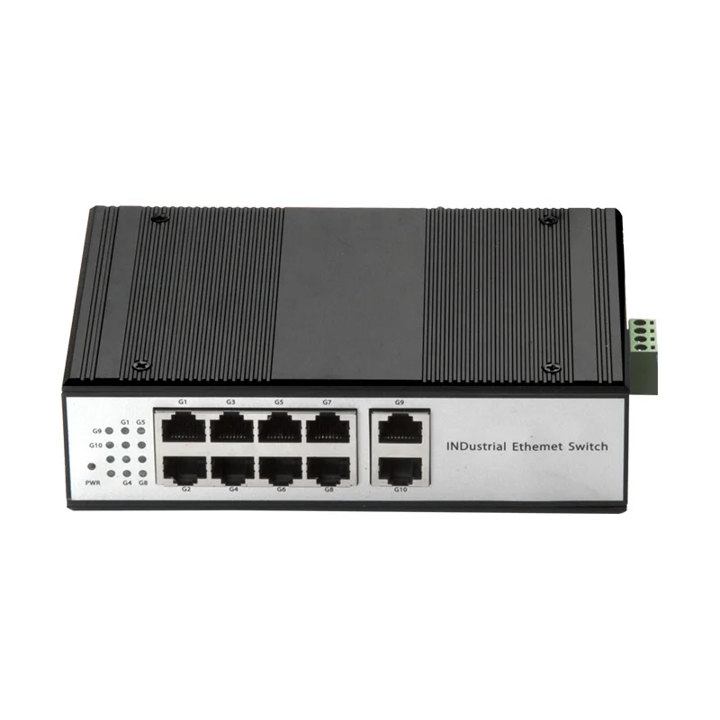 Metwork Switch Unmanaged 10 10/100/1000M RJ45 Ports Ethernet Fiber Switch DIN Rail