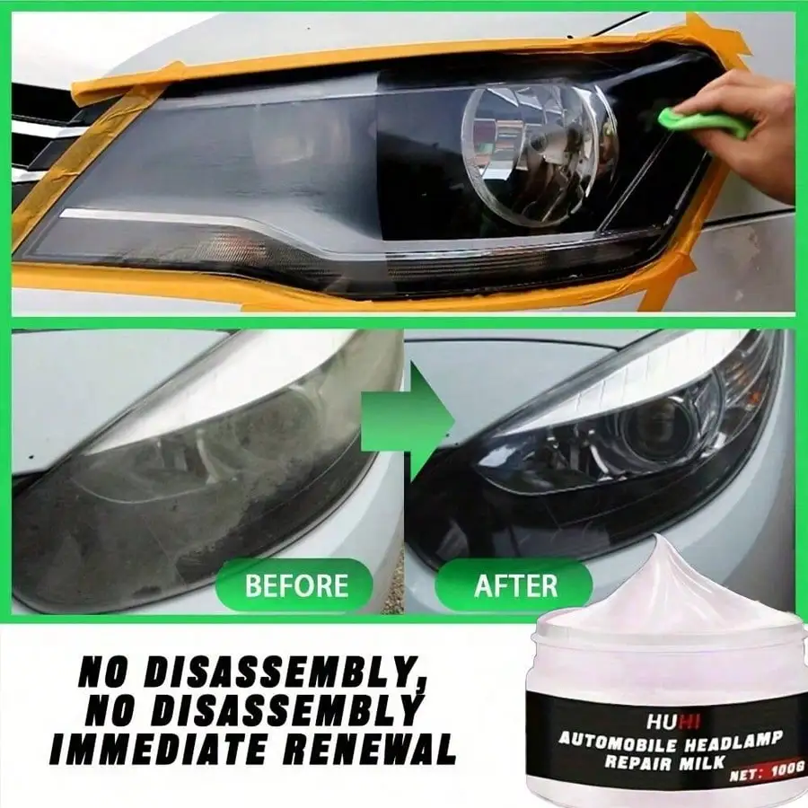 Headlight Restoration Kit, Polishes Yellow Scratched Lenses with Bright Protective Coating